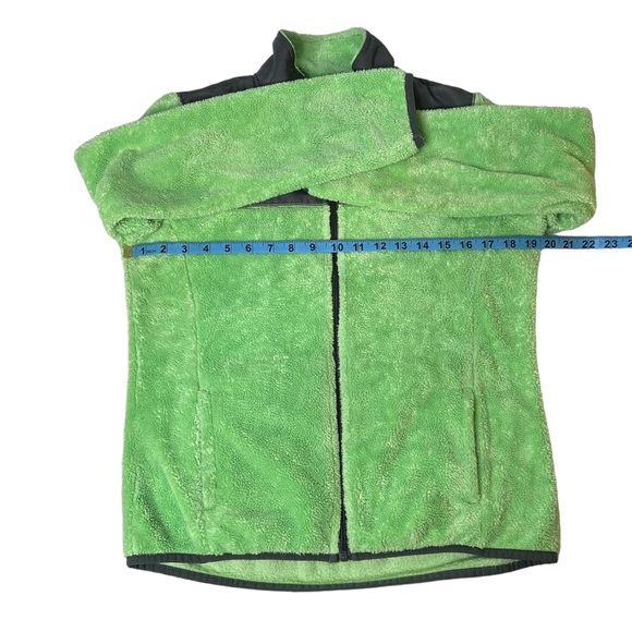 Emily B Fleece Teddy Bear Jacket Green & Gray Front Zip Size 14/16 - Picture 9 of 12